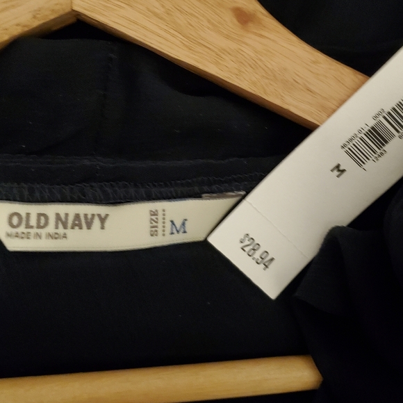 💚5/$25 NWT Sheer Dark Navy Blue Tie-Front Long Sleeve Blouse Size Medium - Picture 3 of 8